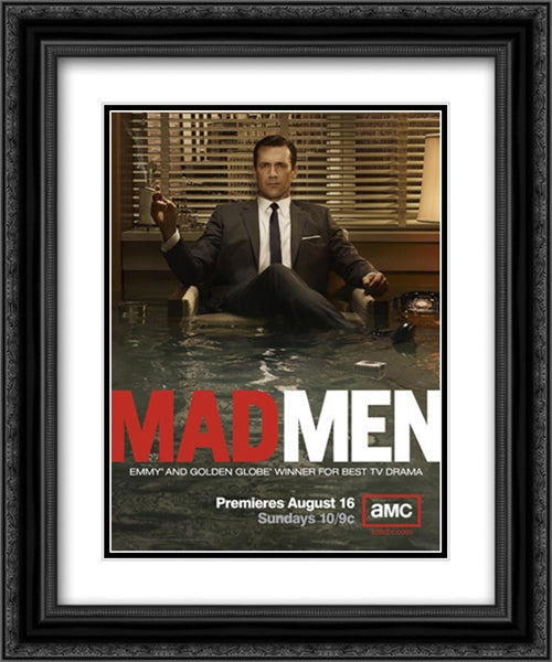 Mad Men TV Series Show 20x24 Black Ornate Wood Framed Movie Poster with Double Matting
