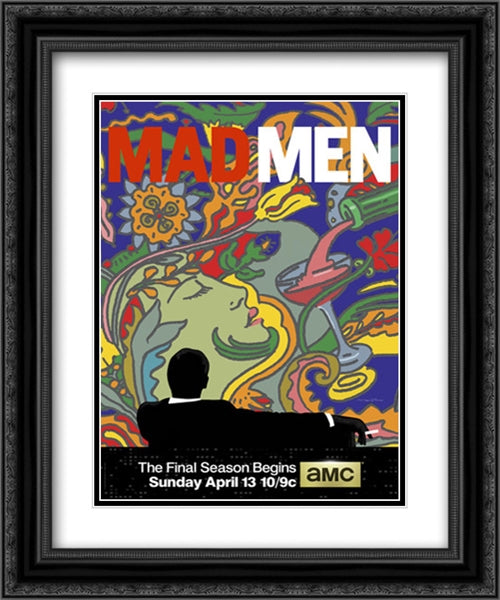Mad Men TV Series Show 20x24 Black Ornate Wood Framed Movie Poster with Double Matting