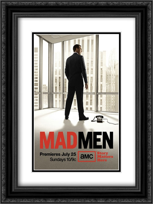 Mad Men TV Series Show 18x24 Black Ornate Wood Framed Movie Poster with Double Matting