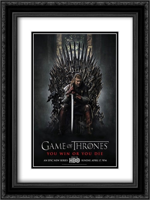 Game of Thrones TV Series Show 18x24 Black Ornate Wood Framed Movie Poster with Double Matting
