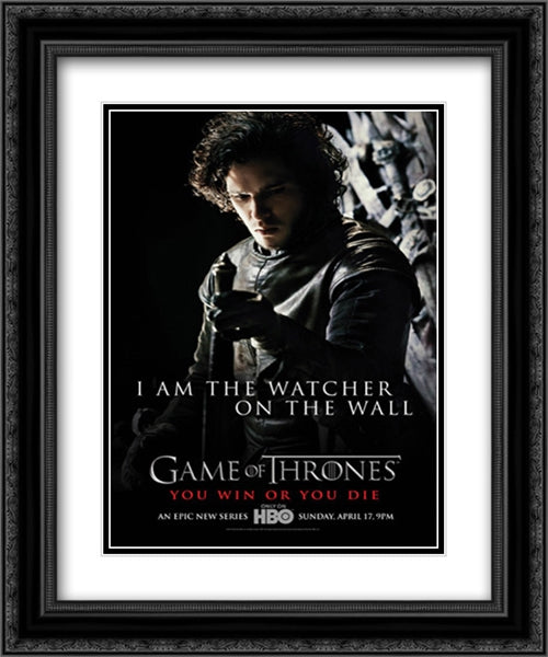 Game of Thrones TV Series Show 20x24 Black Ornate Wood Framed Movie Poster with Double Matting