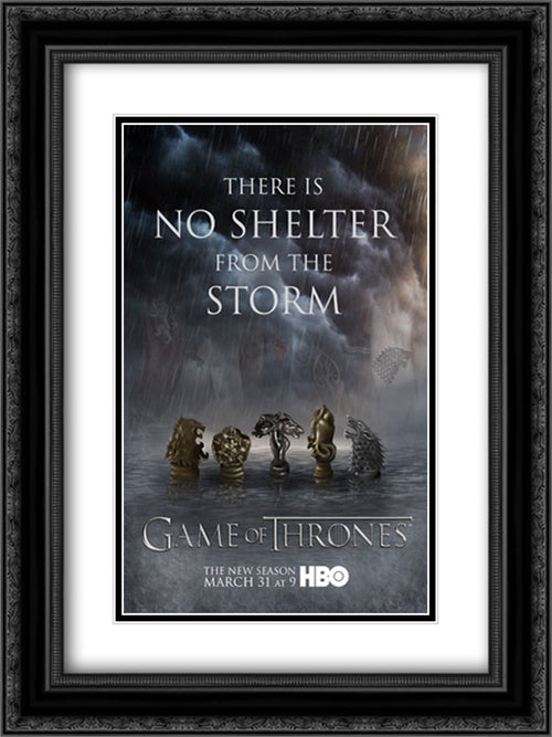 Game of Thrones TV Series Show 18x24 Black Ornate Wood Framed Movie Poster with Double Matting