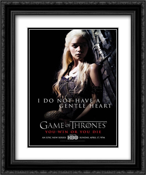 Game of Thrones TV Series Show 20x24 Black Ornate Wood Framed Movie Poster with Double Matting