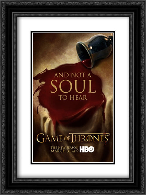 Game of Thrones TV Series Show 18x24 Black Ornate Wood Framed Movie Poster with Double Matting