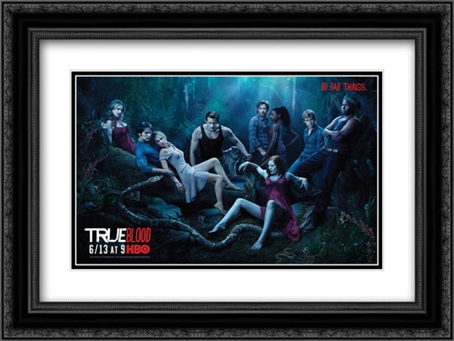 True Blood TV Series Show 24x18 Black Ornate Wood Framed Movie Poster with Double Matting