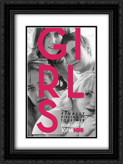 Girls TV Series Show 18x24 Black Ornate Wood Framed Movie Poster with Double Matting