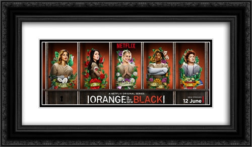Orange is the New Black TV Series Show 24x14 Black Ornate Wood Framed Movie Poster with Double Matting