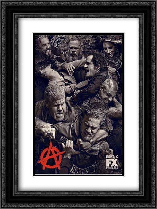Sons of Anarchy TV Series Show 18x24 Black Ornate Wood Framed Movie Poster with Double Matting