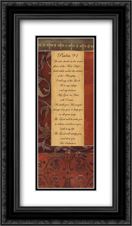 Psalms 91 2x Matted 12x24 Black Ornate Wood Framed Art Print Poster with Double Matting by Haynes, Smith