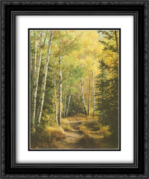 Woodland Path 2x Matted 20x24 Black Ornate Wood Framed Art Print Poster with Double Matting by Durgin, Pat