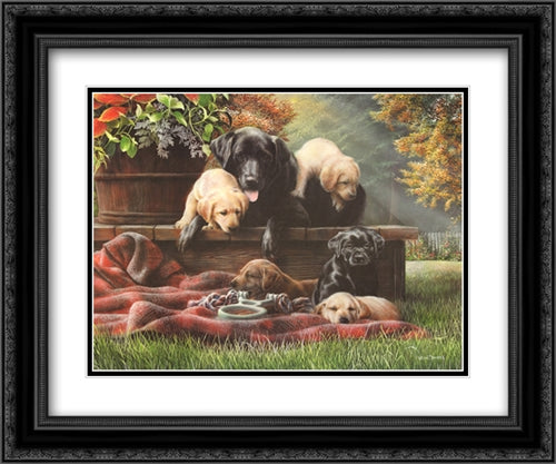 Cozy Moments 2x Matted 24x20 Black Ornate Wood Framed Art Print Poster with Double Matting by Daniel, Kevin