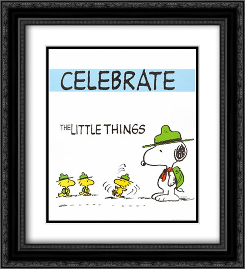 Celebrate 2x Matted 20x24 Black Ornate Wood Framed Art Print Poster with Double Matting by Peanuts