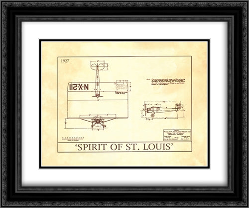 Pierce house, Spirit of St. Louis 2x Matted 24x20 Black Ornate Wood Framed Art Print Poster with Double Matting