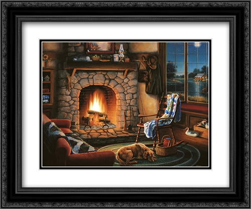 Cozy Cabin-Small 2x Matted 20x24 Black Ornate Wood Framed Art Print Poster with Double Matting by Gibson, Judith