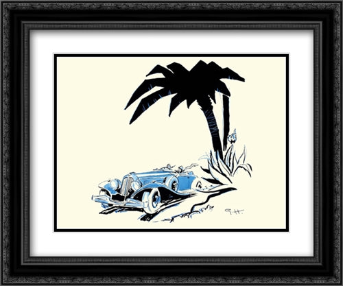 Rallye Mc-Le Palmier 20x16 Black Ornate Wood Framed Art Print Poster with Double Matting by Ham, George