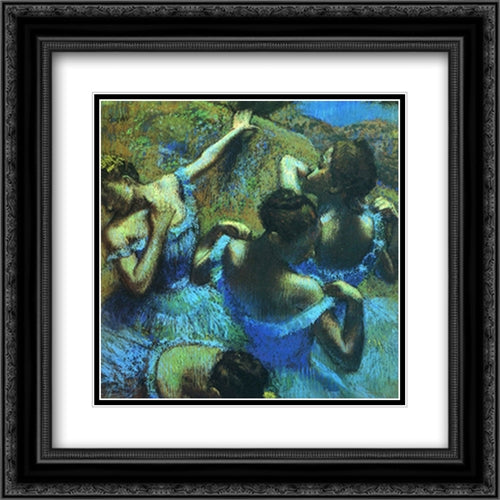 Blue Dancers, c.1899 16x16 Black Ornate Wood Framed Art Print Poster with Double Matting by Degas, Edgar