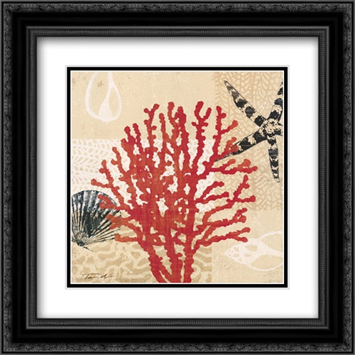 Coral Impressions III 2x Matted 20x20 Black Ornate Wood Framed Art Print Poster with Double Matting by Venter, Tandi