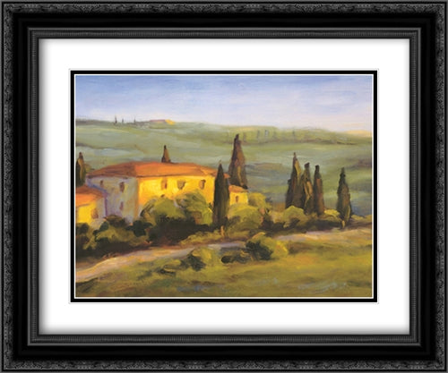 A Tuscan Morning 20x16 Black Ornate Wood Framed Art Print Poster with Double Matting by Downs, Michael