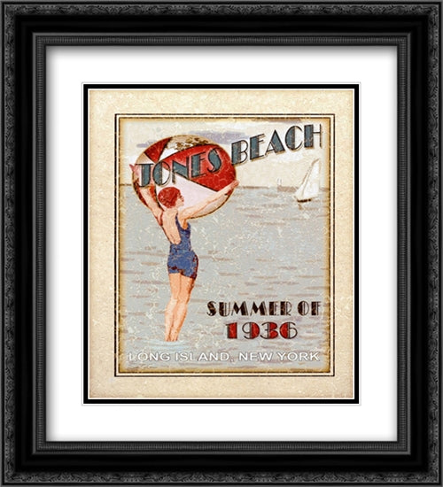 Sally ray Cairns - Jones Beach 2x Matted 20x24 Black Ornate Wood Framed Art Print Poster with Double Matting by Cairns, Sally Ray