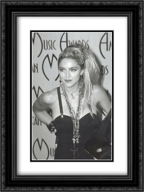 Madonna At The Music Awards 2x Matted 20x24 Black Ornate Wood Framed Art Print Poster with Double Matting