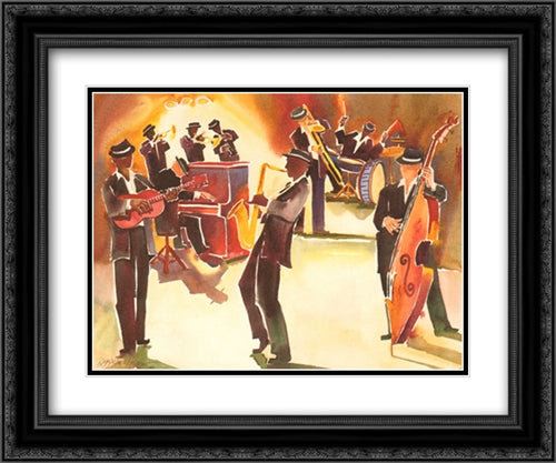 Jazz Classics 2x Matted 24x20 Black Ornate Wood Framed Art Print Poster with Double Matting by Hoover, Deborah
