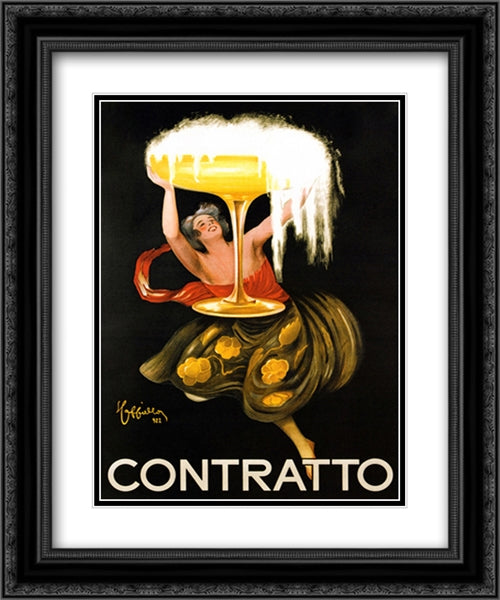 Contratto 2x Matted 20x24 Black Ornate Wood Framed Art Print Poster with Double Matting by Cappiello, Leonetto