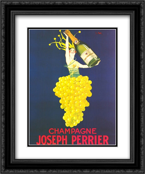 Champagne Joseph Perrier 2x Matted 20x24 Black Ornate Wood Framed Art Print Poster with Double Matting