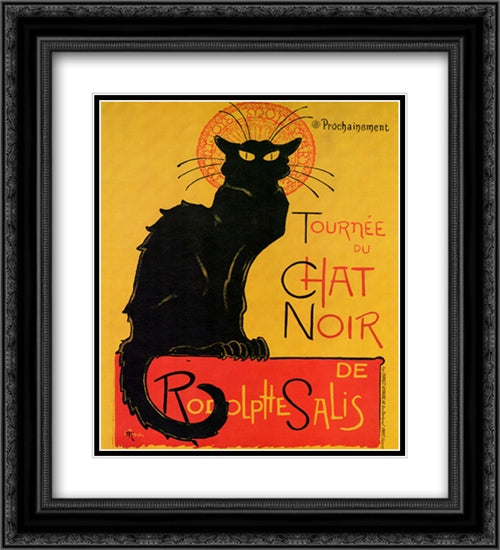 Tournee Du Chat Noir 2x Matted 20x24 Black Ornate Wood Framed Art Print Poster with Double Matting by Steinlen, Theophile