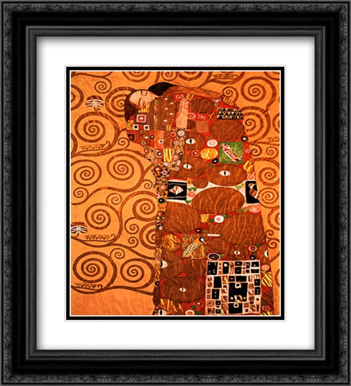 Embrace 2x Matted 20x24 Black Ornate Wood Framed Art Print Poster with Double Matting by Klimt, Gustav