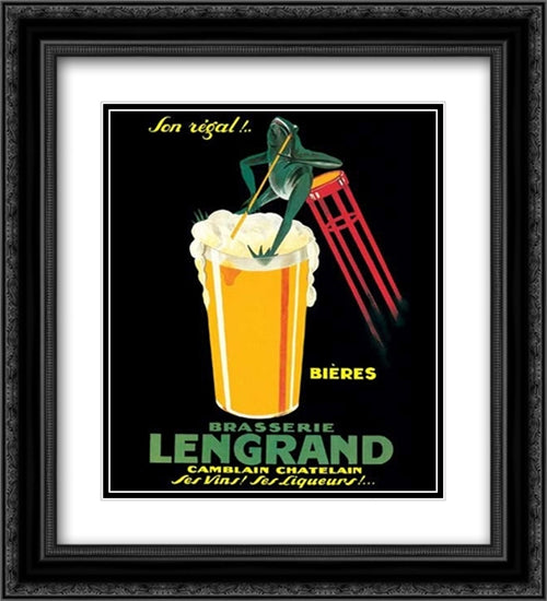 Brasserie Lengrand 2x Matted 20x24 Black Ornate Wood Framed Art Print Poster with Double Matting