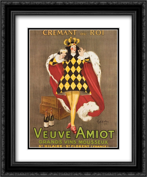 Veuve Amiot 2x Matted 20x24 Black Ornate Wood Framed Art Print Poster with Double Matting