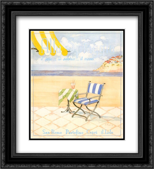 Alla Spiaggia 2x Matted 20x24 Black Ornate Wood Framed Art Print Poster with Double Matting by Brent, Paul