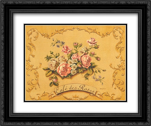 Cafe Des Roses 2x Matted 20x24 Black Ornate Wood Framed Art Print Poster with Double Matting by Jones, Catherine