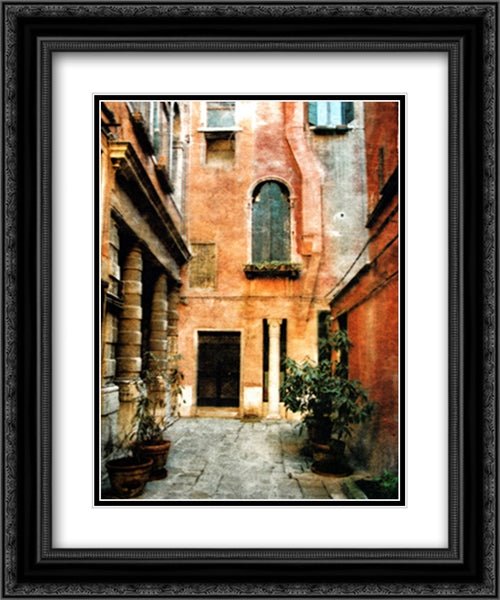 Venice Courtyard 2x Matted 20x24 Black Ornate Wood Framed Art Print Poster with Double Matting by Love, Maureen