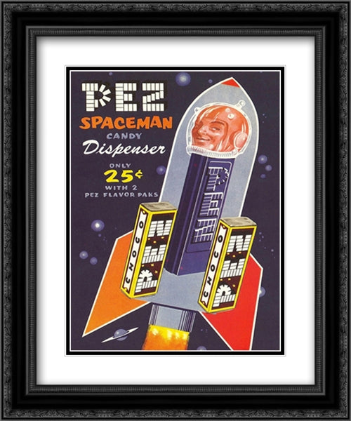 Spaceman 2x Matted 20x24 Black Ornate Wood Framed Art Print Poster with Double Matting by Pez