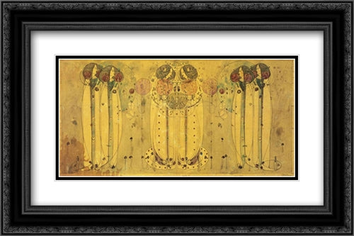 Wassail 2x Matted 24x16 Black Ornate Wood Framed Art Print Poster with Double Matting by Mackintosh, Margaret MacDonald