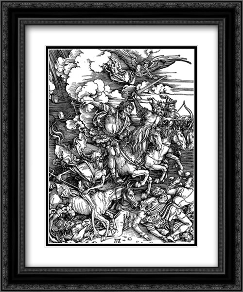 Four Horsemen Of The Apocalypse 2x Matted 20x24 Black Ornate Wood Framed Art Print Poster with Double Matting by Durer, Albrecht