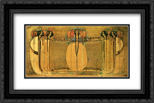 May Queen 2x Matted 24x16 Black Ornate Wood Framed Art Print Poster with Double Matting by Mackintosh, Margaret MacDonald