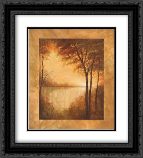 Landscape Tranquility I 2x Matted 20x24 Black Ornate Wood Framed Art Print Poster with Double Matting by Manning, Ruane