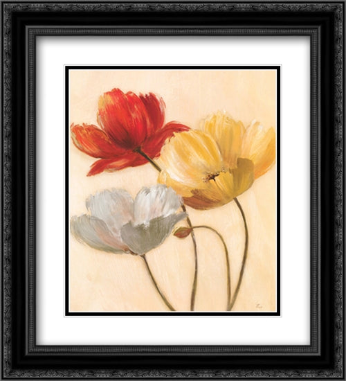 Poppy Palette II 2x Matted 20x24 Black Ornate Wood Framed Art Print Poster with Double Matting by Nan