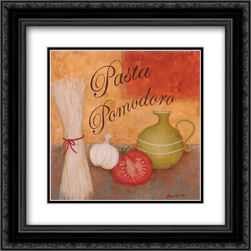 Pasta Pomodoro 16x16 Black Ornate Wood Framed Art Print Poster with Double Matting by Carroll, Jane