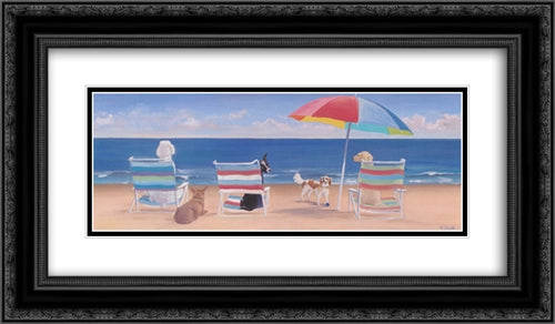 Beach Chair Tails 2x Matted 24x12 Black Ornate Wood Framed Art Print Poster with Double Matting by Saxe, Carol