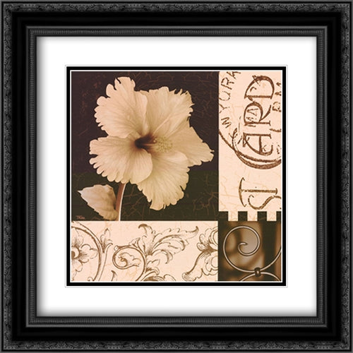 Hibiscus Blossom I 16x16 Black Ornate Wood Framed Art Print Poster with Double Matting by Craven, Katrina