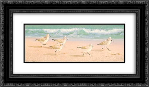 Beach Bunch 2x Matted 24x12 Black Ornate Wood Framed Art Print Poster with Double Matting by Seslar, Lin