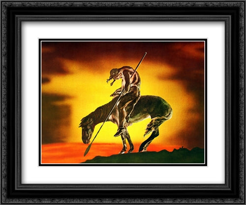 End of the Trail 2x Matted 24x20 Black Ornate Wood Framed Art Print Poster with Double Matting by Fraser, James Earle
