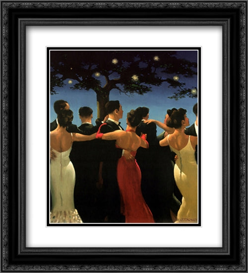 Waltzers 2x Matted 20x24 Black Ornate Wood Framed Art Print Poster with Double Matting by Vettriano, Jack