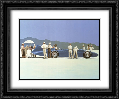 Bluebird at Bonneville 2x Matted 24x20 Black Ornate Wood Framed Art Print Poster with Double Matting by Vettriano, Jack
