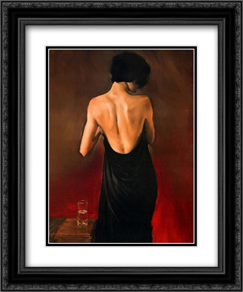 Black Drape 2x Matted 20x24 Black Ornate Wood Framed Art Print Poster with Double Matting by Austin, Michael