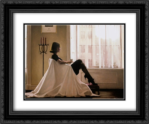 In Thoughts of You 2x Matted 24x20 Black Ornate Wood Framed Art Print Poster with Double Matting by Vettriano, Jack