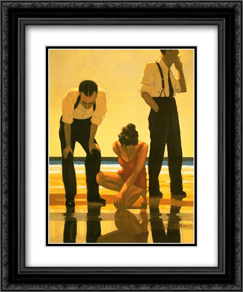 Narcissistic Bathers 2x Matted 20x24 Black Ornate Wood Framed Art Print Poster with Double Matting by Vettriano, Jack